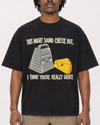 Mockup Boxy Heavyweight Tee Black male close-up 04
