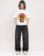 Mockup Boxy Heavyweight Tee White female full-body 33