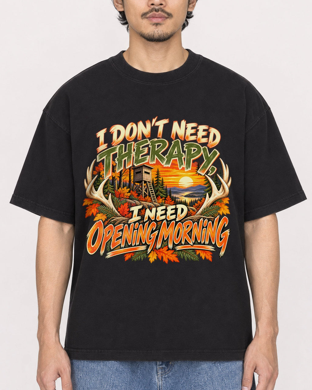 Mockup Boxy Heavyweight Tee Black male close-up 02