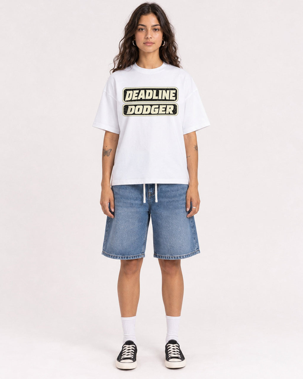 Mockup Boxy Heavyweight Tee White female full-body 06