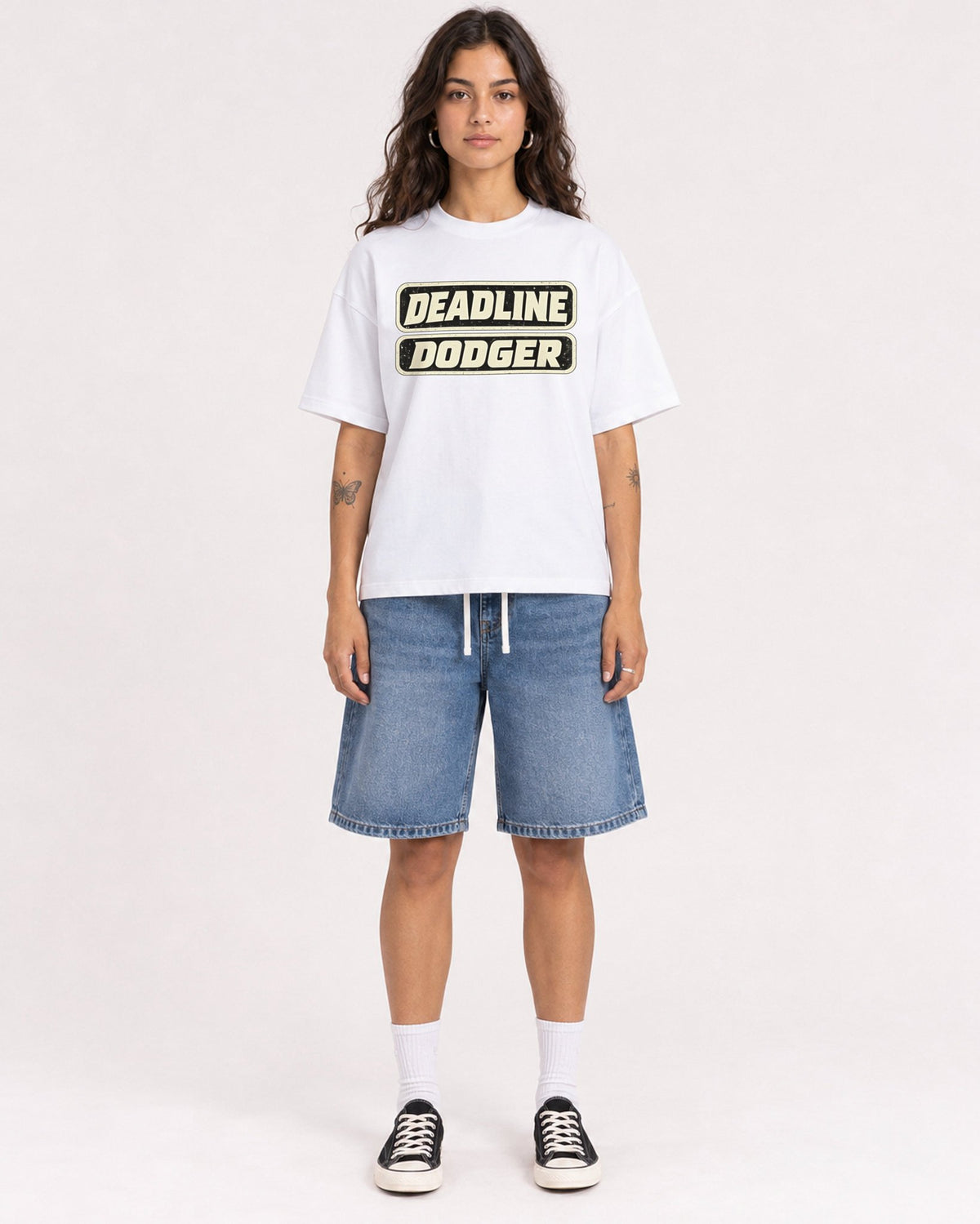 Mockup Boxy Heavyweight Tee White female full-body 06