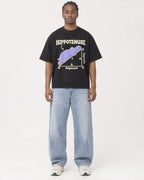 Mockup Boxy Heavyweight Tee Black male full-body 25