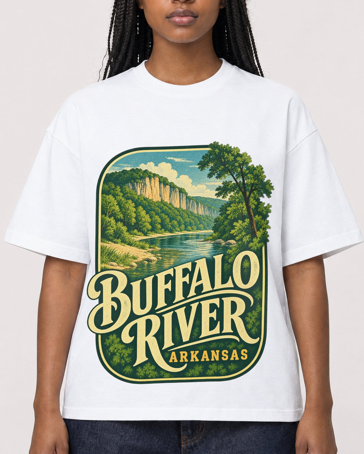 Mockup Boxy Heavyweight Tee White female close-up 04