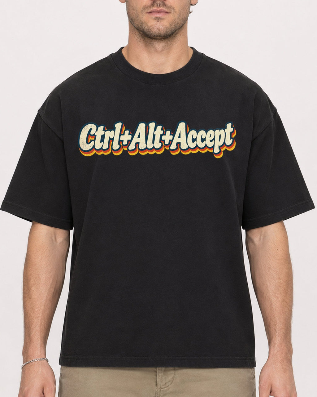 Mockup Boxy Heavyweight Tee Black male close-up 08