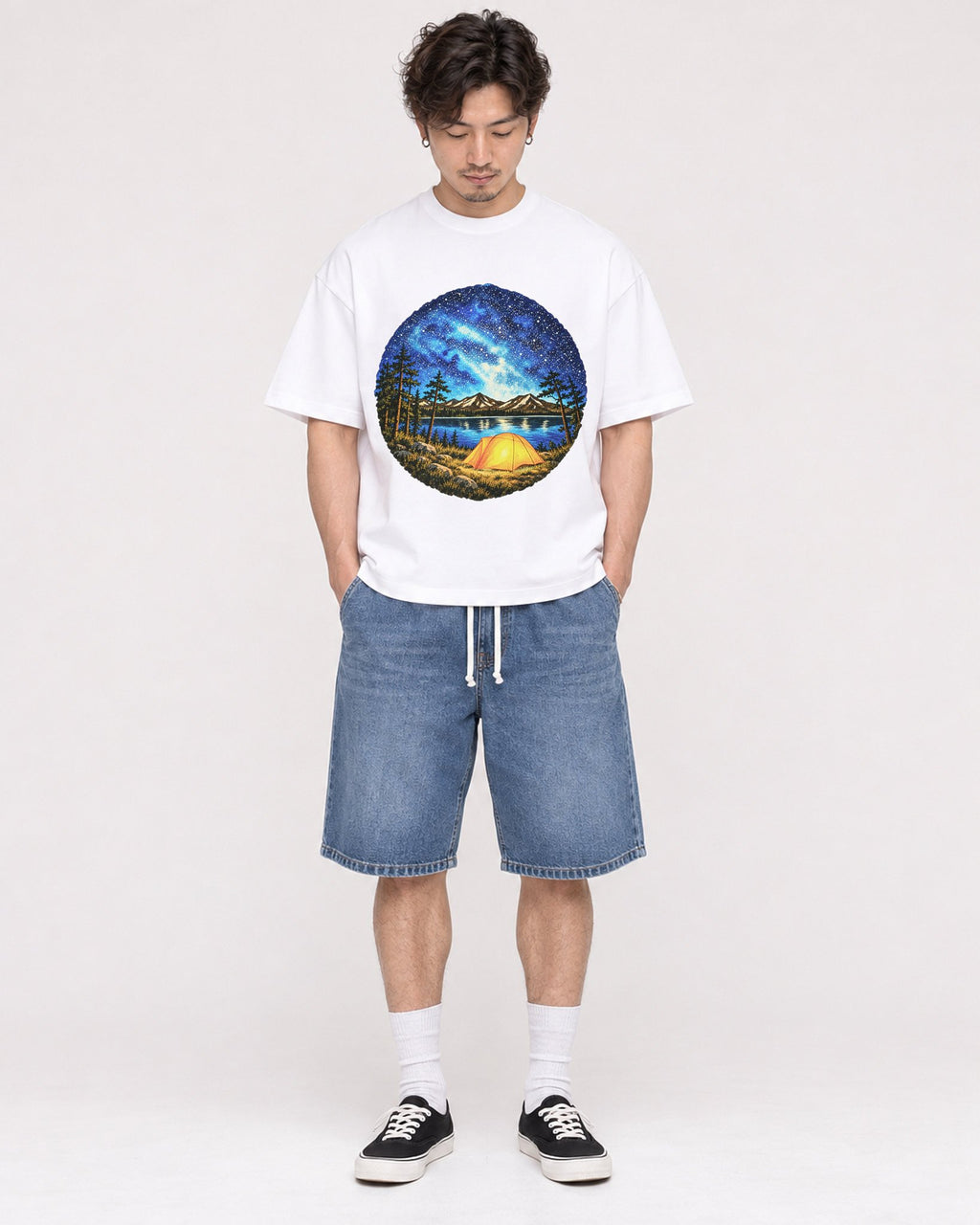 Mockup Boxy Heavyweight Tee White male full-body 03