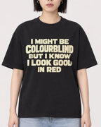 Mockup Boxy Heavyweight Tee Black female close-up 11