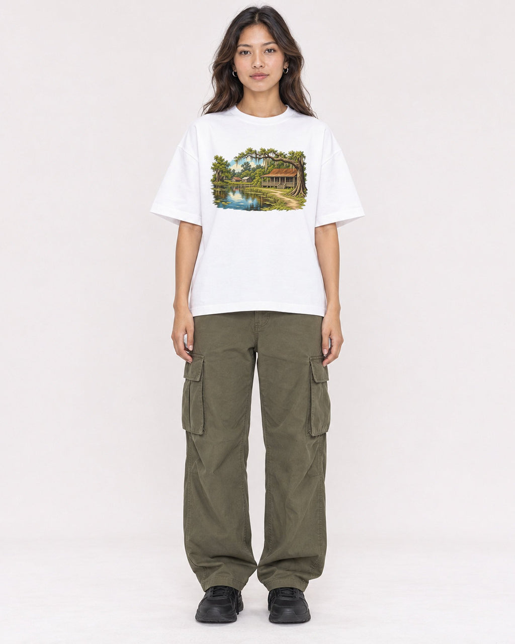 Mockup Boxy Heavyweight Tee White female full-body 02