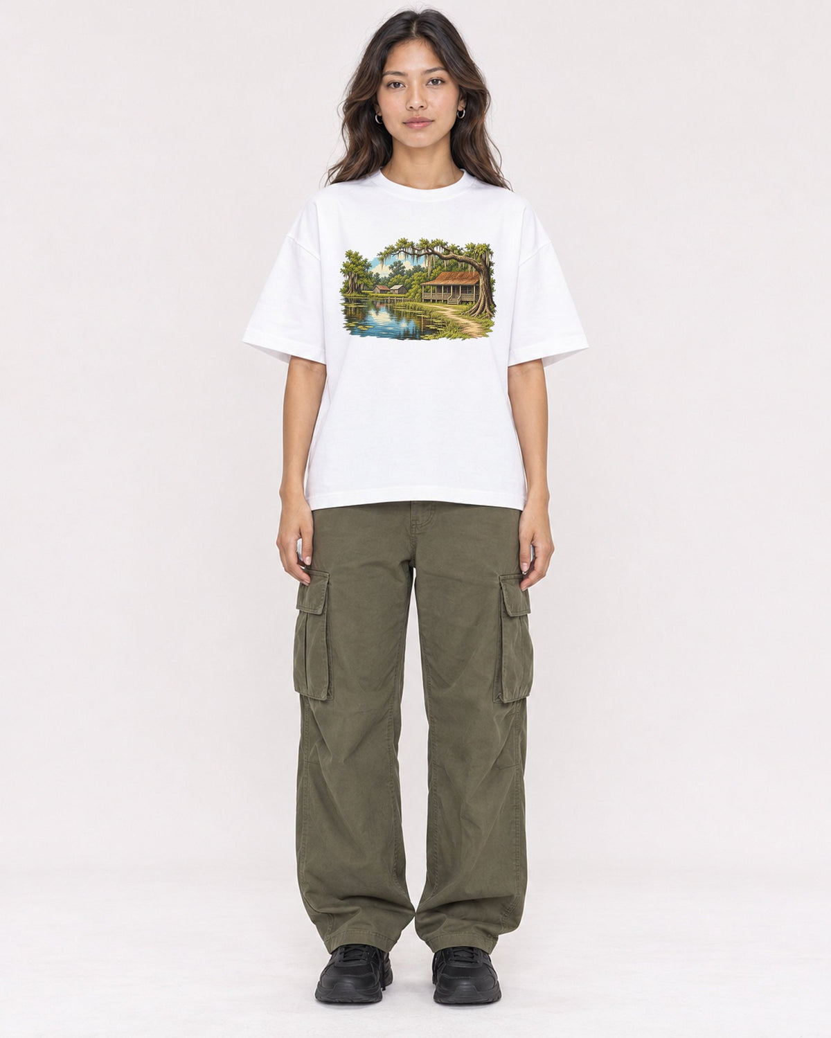 Mockup Boxy Heavyweight Tee White female full-body 02