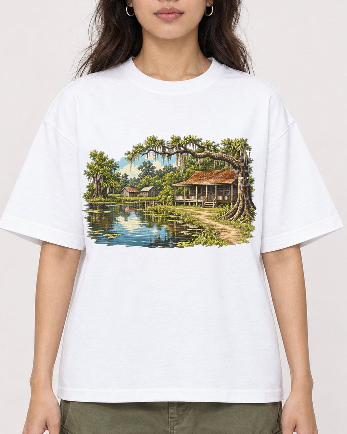 Mockup Boxy Heavyweight Tee White female close-up 02