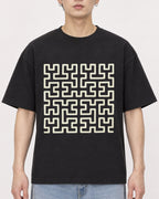 Mockup Boxy Heavyweight Tee Black male close-up 01