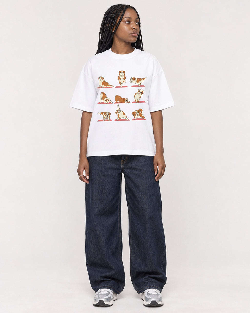 Mockup Boxy Heavyweight Tee White female full-body 04