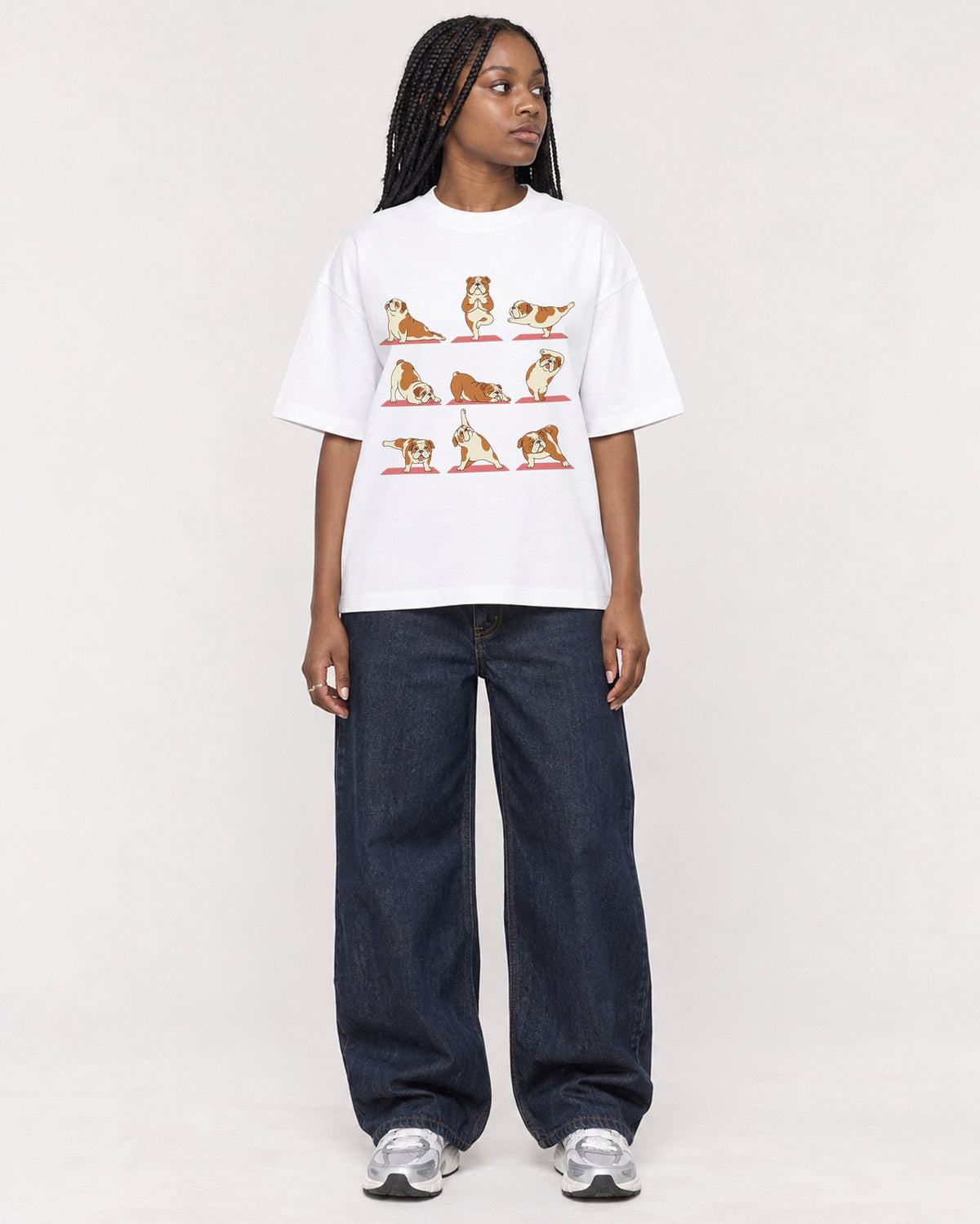 Mockup Boxy Heavyweight Tee White female full-body 04