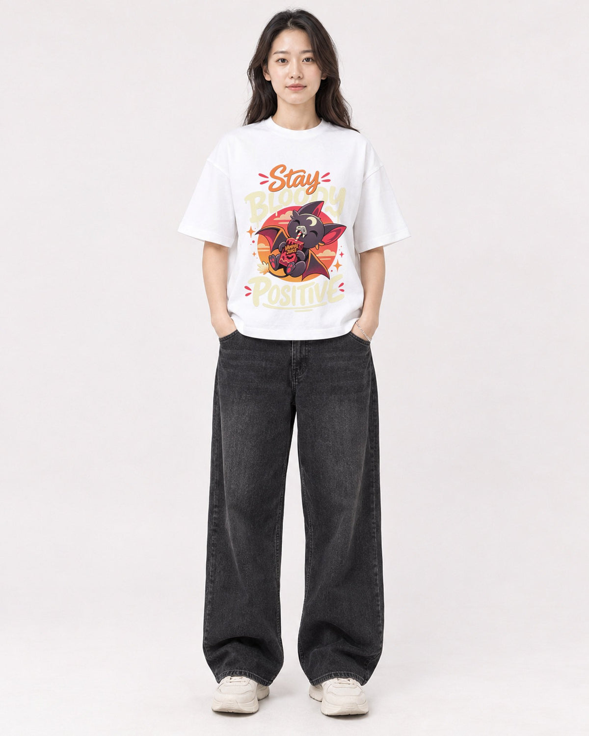 Mockup Boxy Heavyweight Tee White female full-body 03