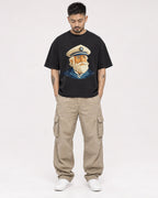 Mockup Boxy Heavyweight Tee Black male full-body 12