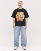 Mockup Boxy Heavyweight Tee Black male full-body 33