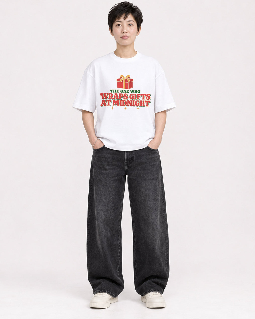 Mockup Boxy Heavyweight Tee White female full-body 23
