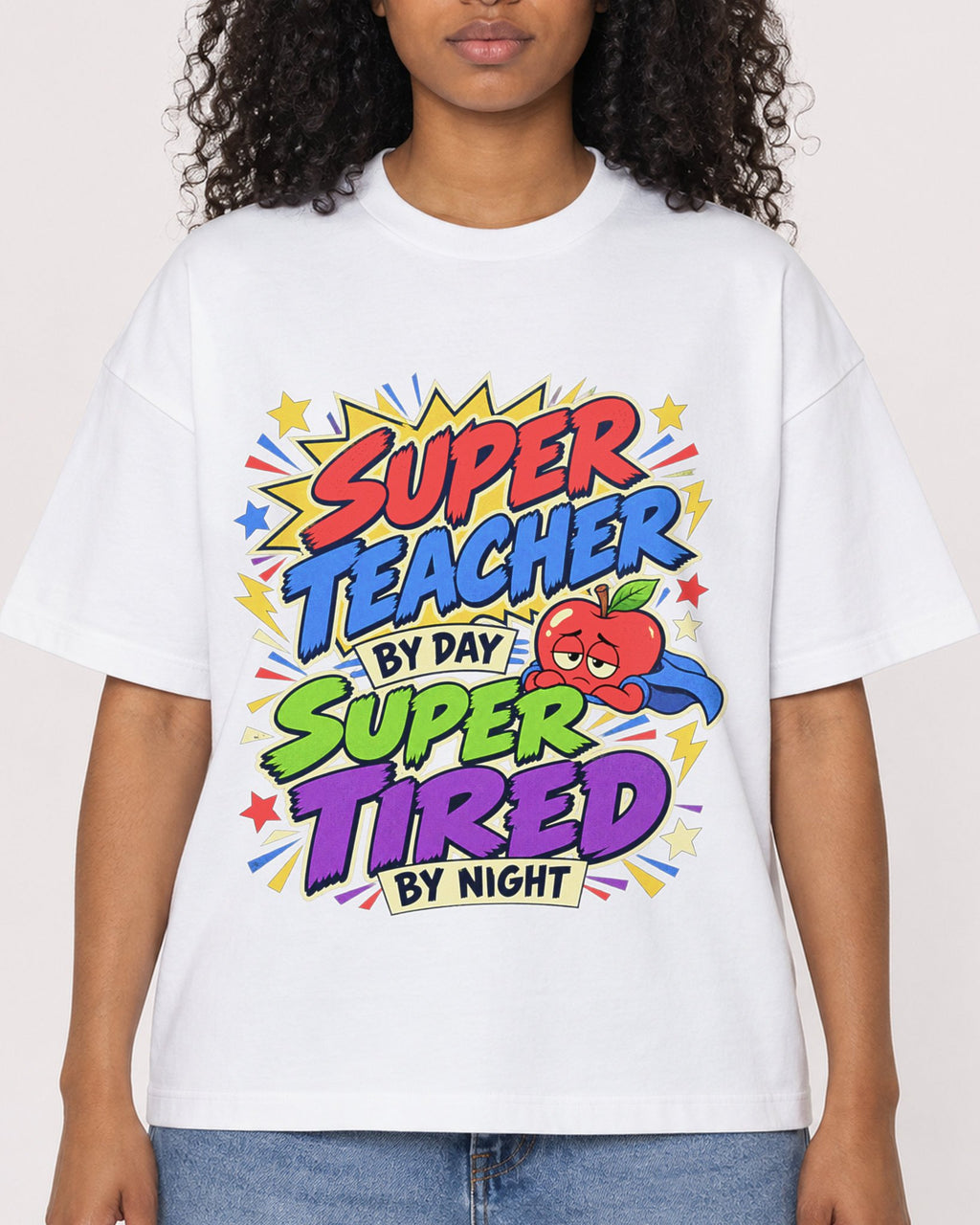 Mockup Boxy Heavyweight Tee White female close-up 05