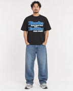 Mockup Boxy Heavyweight Tee Black male full-body 02