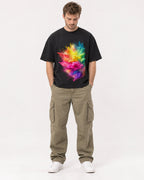 Mockup Boxy Heavyweight Tee Black male full-body 08