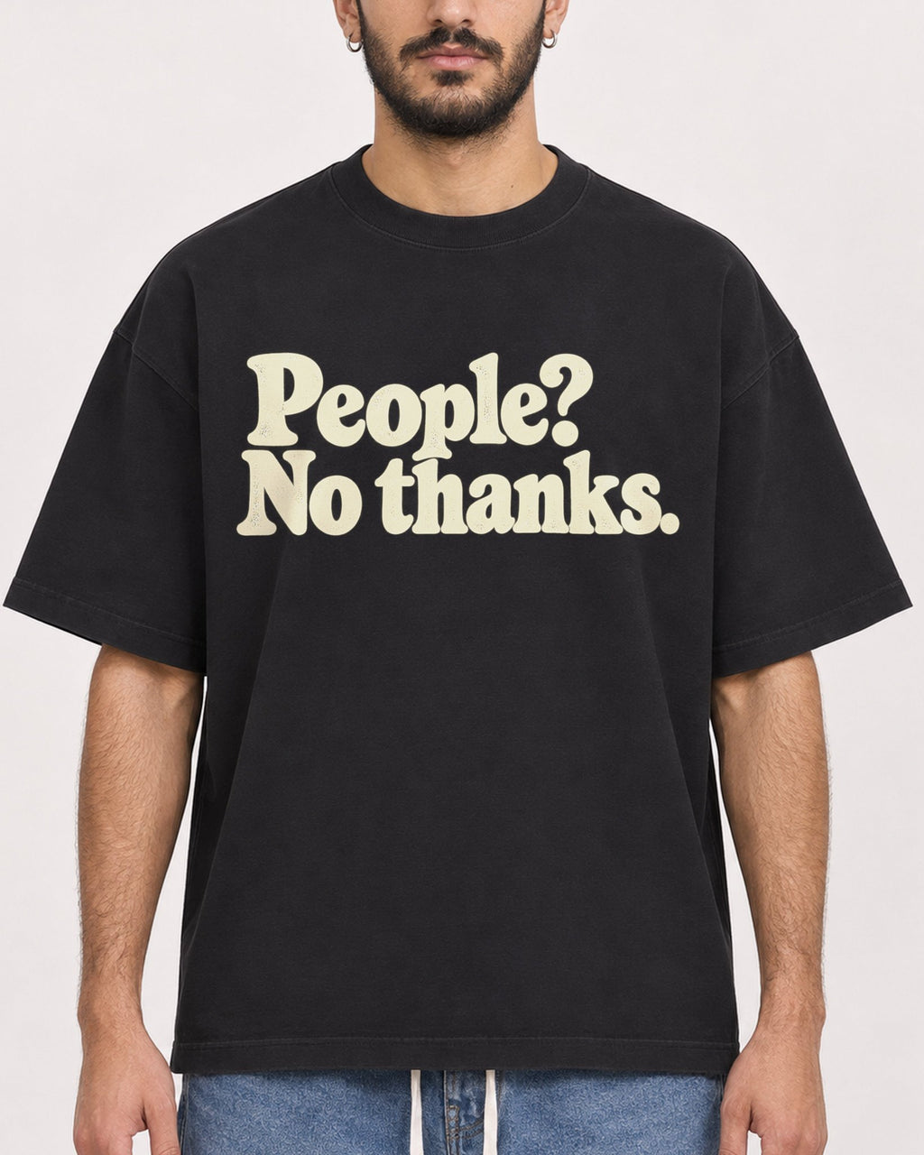 Mockup Boxy Heavyweight Tee Black male close-up 07