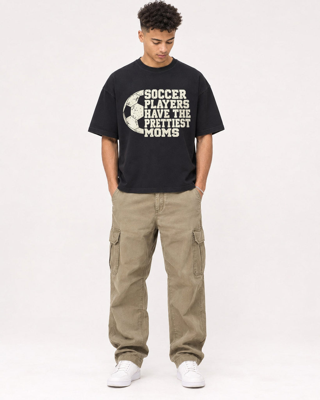 Mockup Boxy Heavyweight Tee Black male full-body 20