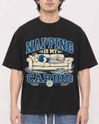 Mockup Boxy Heavyweight Tee Black male close-up 03