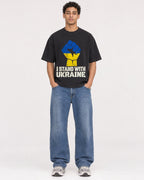Mockup Boxy Heavyweight Tee Black male full-body 10
