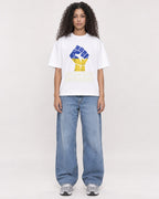 Mockup Boxy Heavyweight Tee White female full-body 10