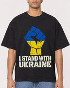 Mockup Boxy Heavyweight Tee Black male close-up 10