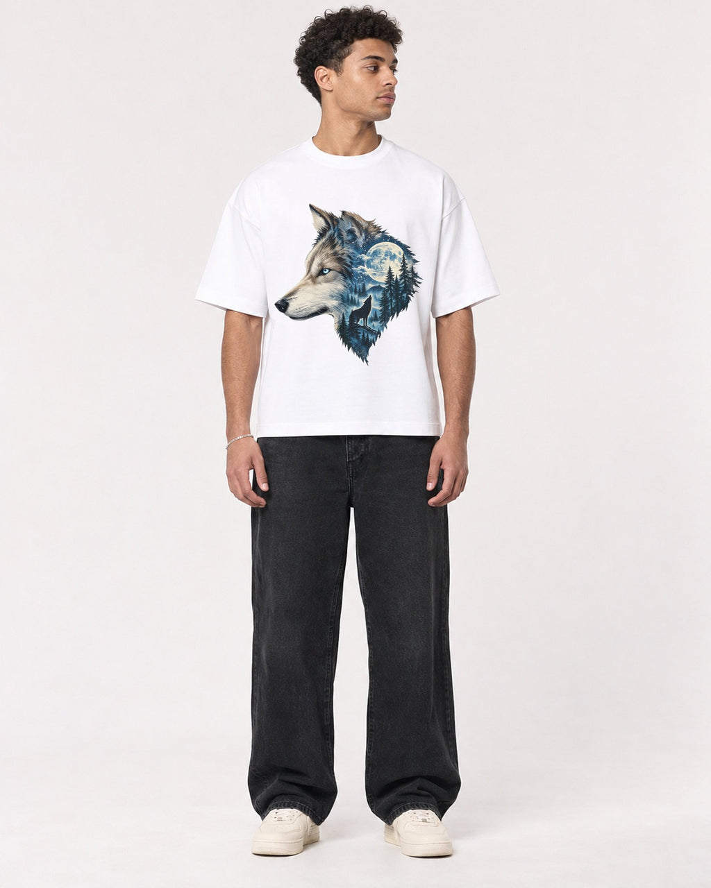 Mockup Boxy Heavyweight Tee White male full-body 10