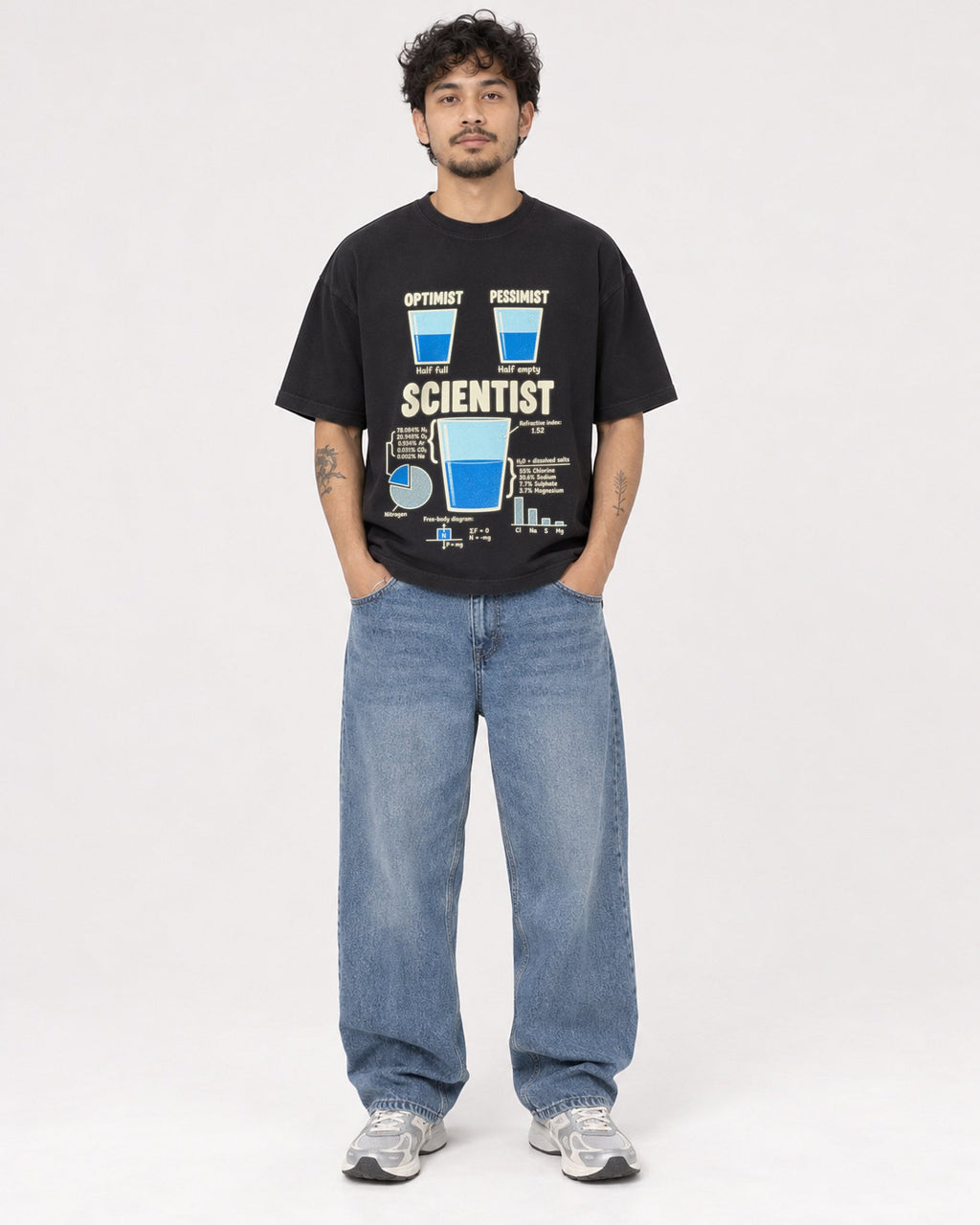 Mockup Boxy Heavyweight Tee Black male full-body 42