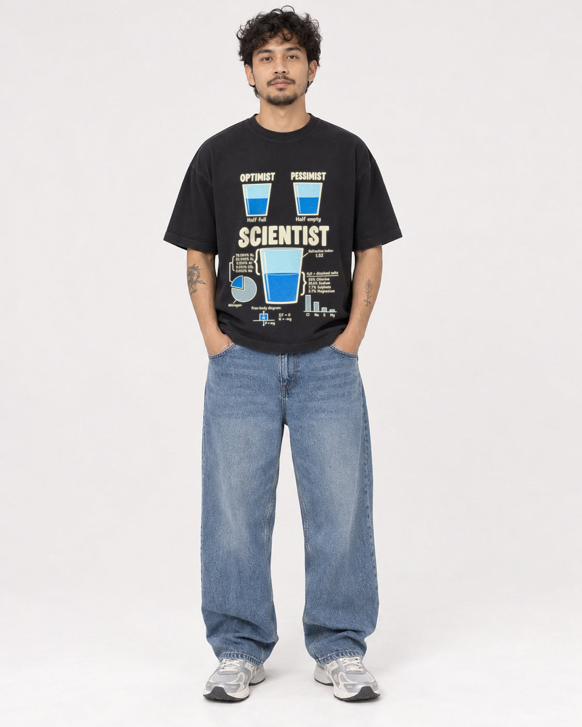 Mockup Boxy Heavyweight Tee Black male full-body 42