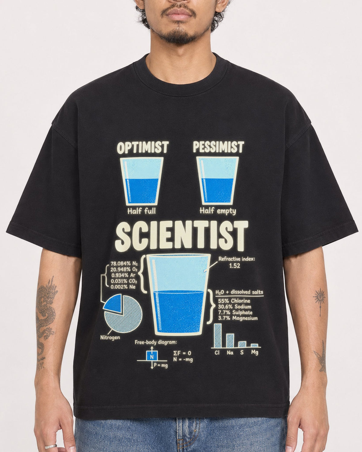 Mockup Boxy Heavyweight Tee Black male close-up 42