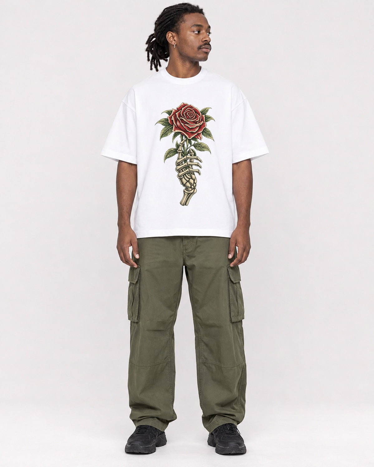 Mockup Boxy Heavyweight Tee White male full-body 34