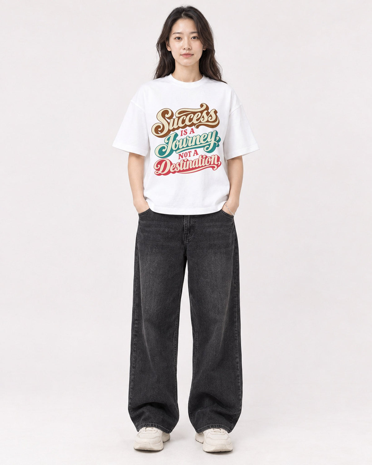 Mockup Boxy Heavyweight Tee White female full-body 03