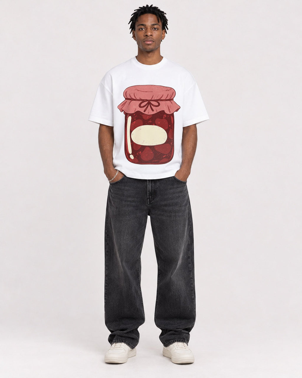 Mockup Boxy Heavyweight Tee White male full-body 05