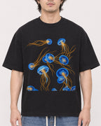 Mockup Boxy Heavyweight Tee Black male close-up 03