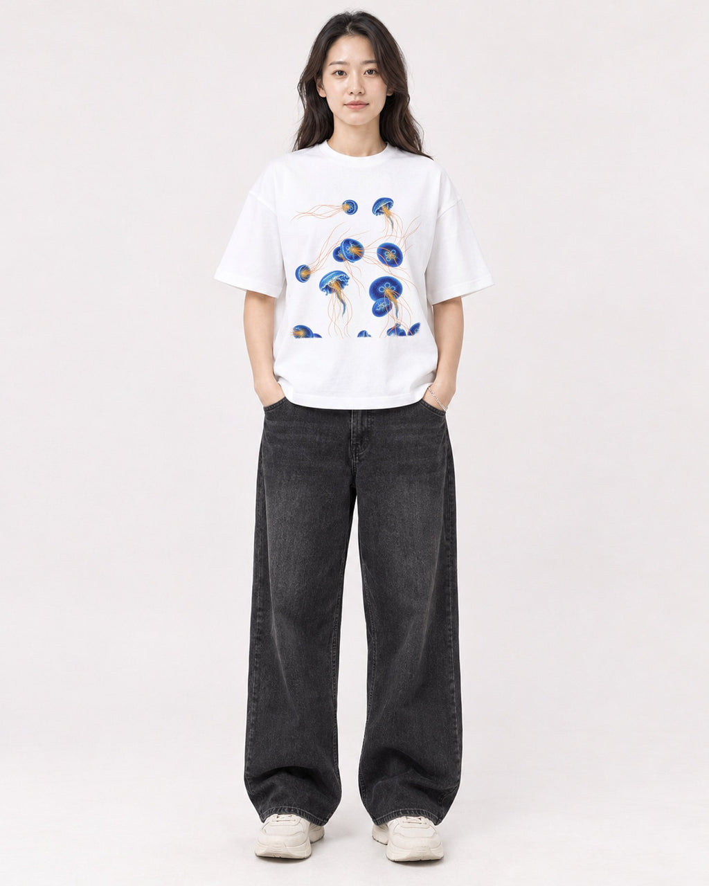 Mockup Boxy Heavyweight Tee White female full-body 03