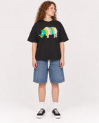 Mockup Boxy Heavyweight Tee Black female full-body 09