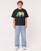 Mockup Boxy Heavyweight Tee Black male full-body 09