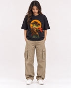 Mockup Boxy Heavyweight Tee Black female full-body 02