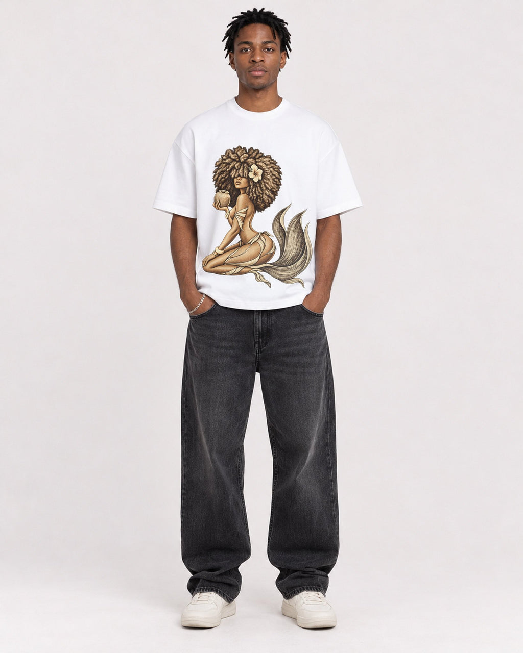 Mockup Boxy Heavyweight Tee White male full-body 05