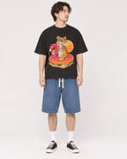 Mockup Boxy Heavyweight Tee Black male full-body 03