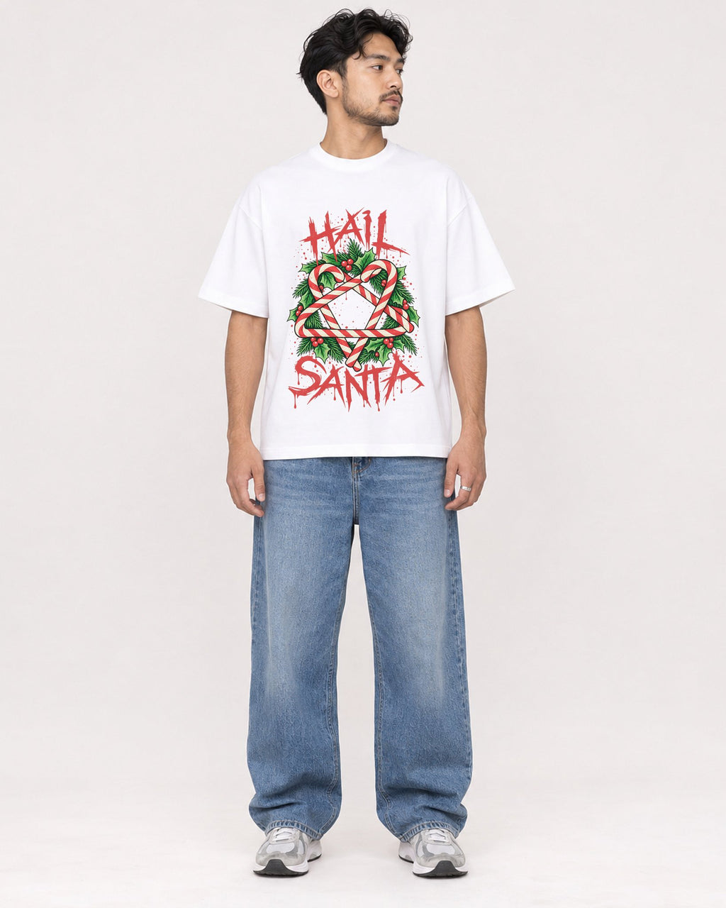 Mockup Boxy Heavyweight Tee White male full-body 02