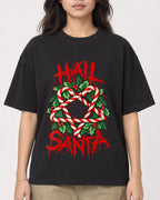Mockup Boxy Heavyweight Tee Black female close-up 02