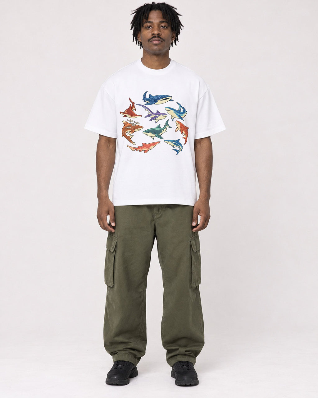 Mockup Boxy Heavyweight Tee White male full-body 04