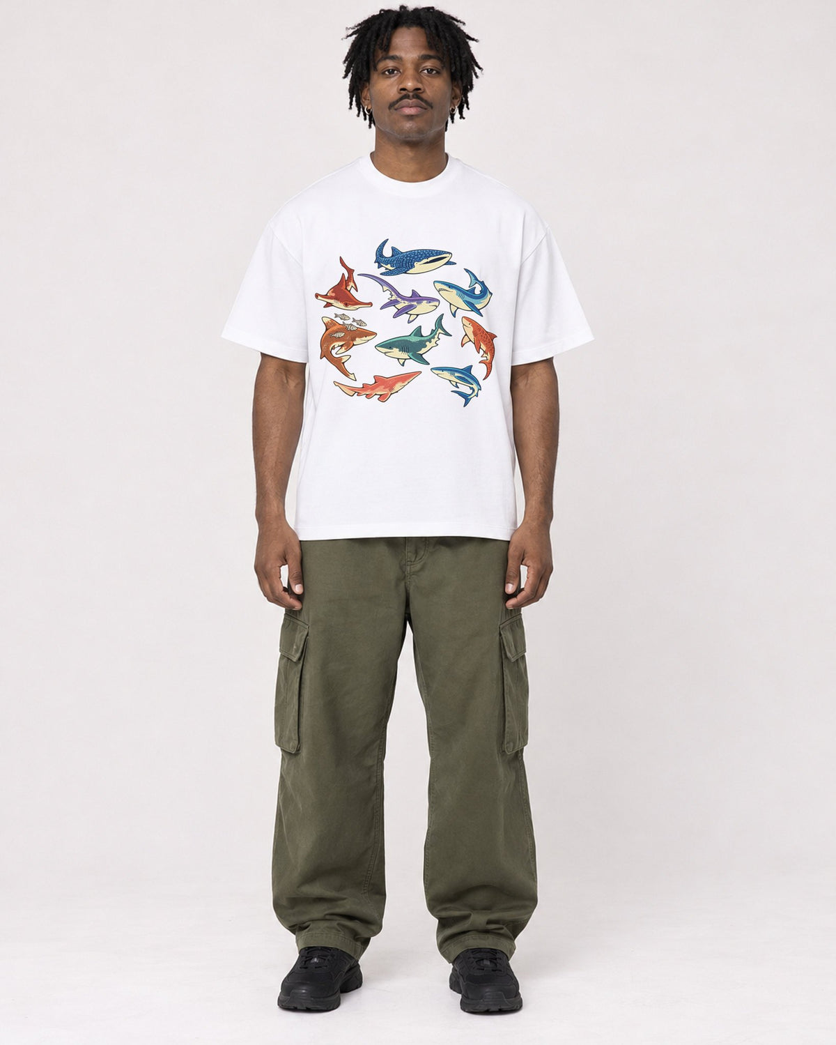 Mockup Boxy Heavyweight Tee White male full-body 04