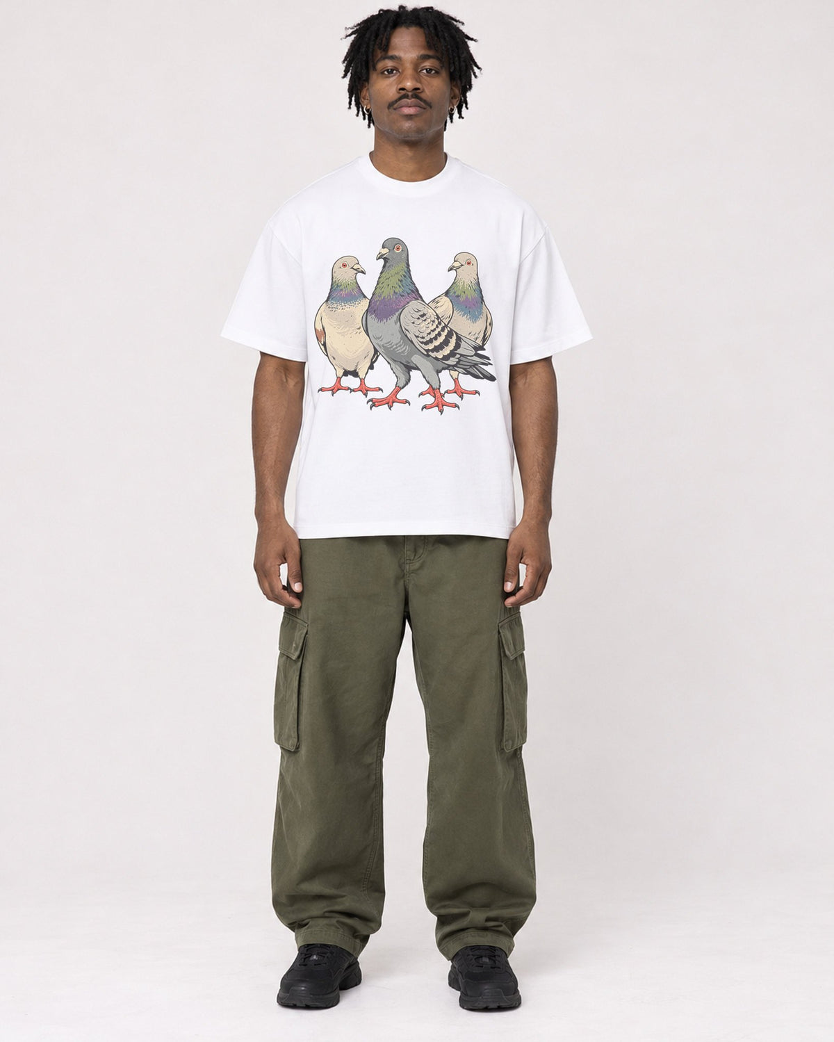Mockup Boxy Heavyweight Tee White male full-body 04