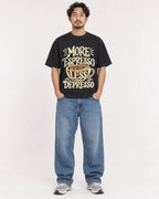 Mockup Boxy Heavyweight Tee Black male full-body 02