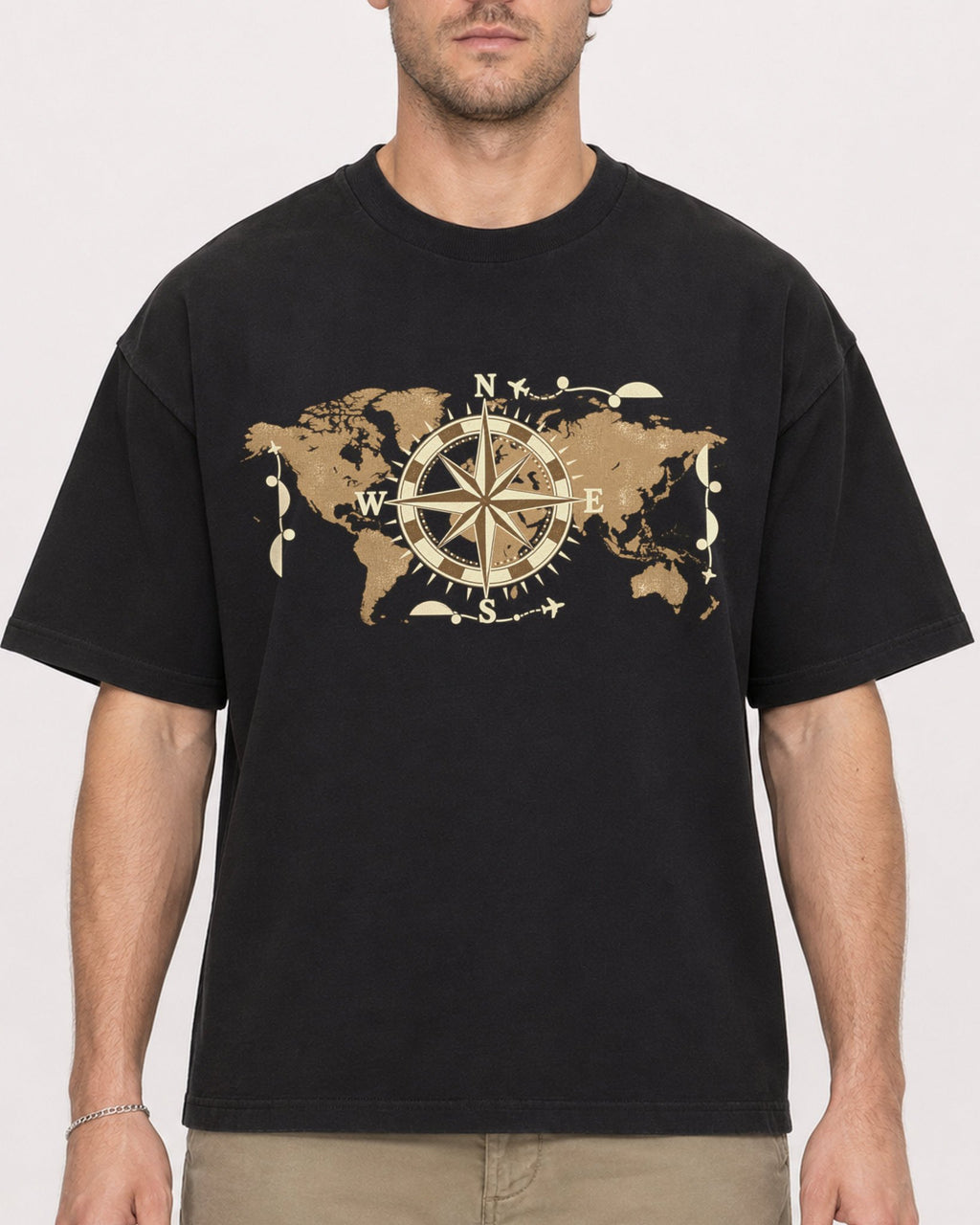 Mockup Boxy Heavyweight Tee Black male close-up 08